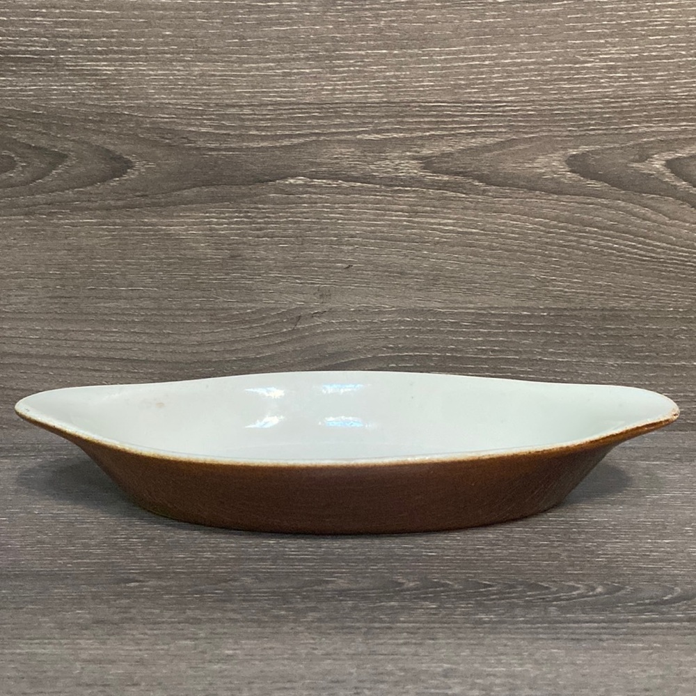 Vintage Au Gratin Dish DC-529 USA Baking Casserole Oval Stoneware Pottery Brown